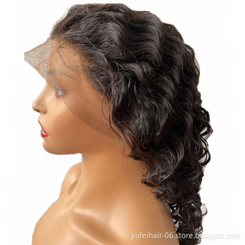 Wholesale 8-40 Inch Transparent HD Swiss 13X4 Lace Front Wig With Baby Hair Deep Wave Human Hair Wig